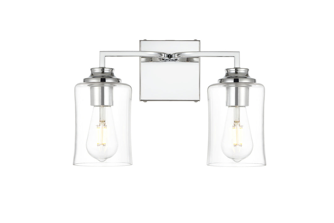 Steel Curve Arm Frame with Clear Cylindrical Glass Shade Vanity Light