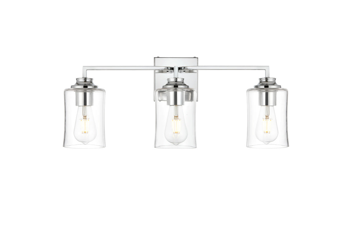 Steel Curve Arm Frame with Clear Cylindrical Glass Shade Vanity Light