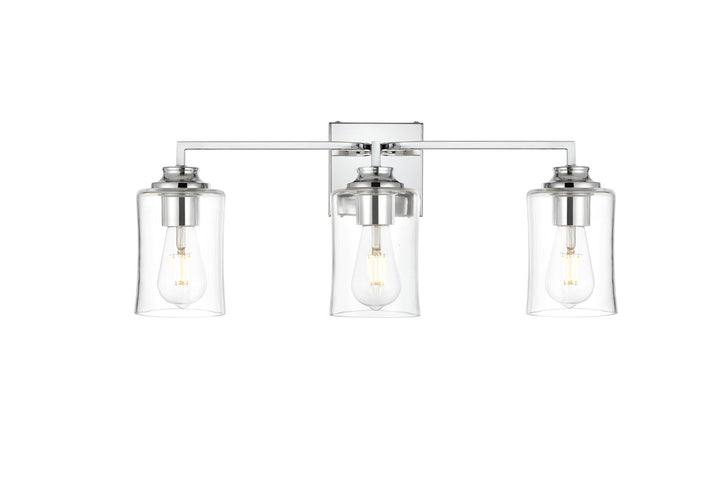 Steel Curve Arm Frame with Clear Cylindrical Glass Shade Vanity Light