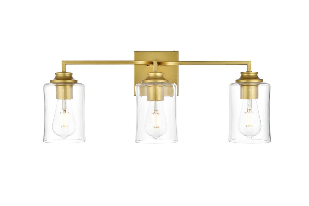 Steel Curve Arm Frame with Clear Cylindrical Glass Shade Vanity Light