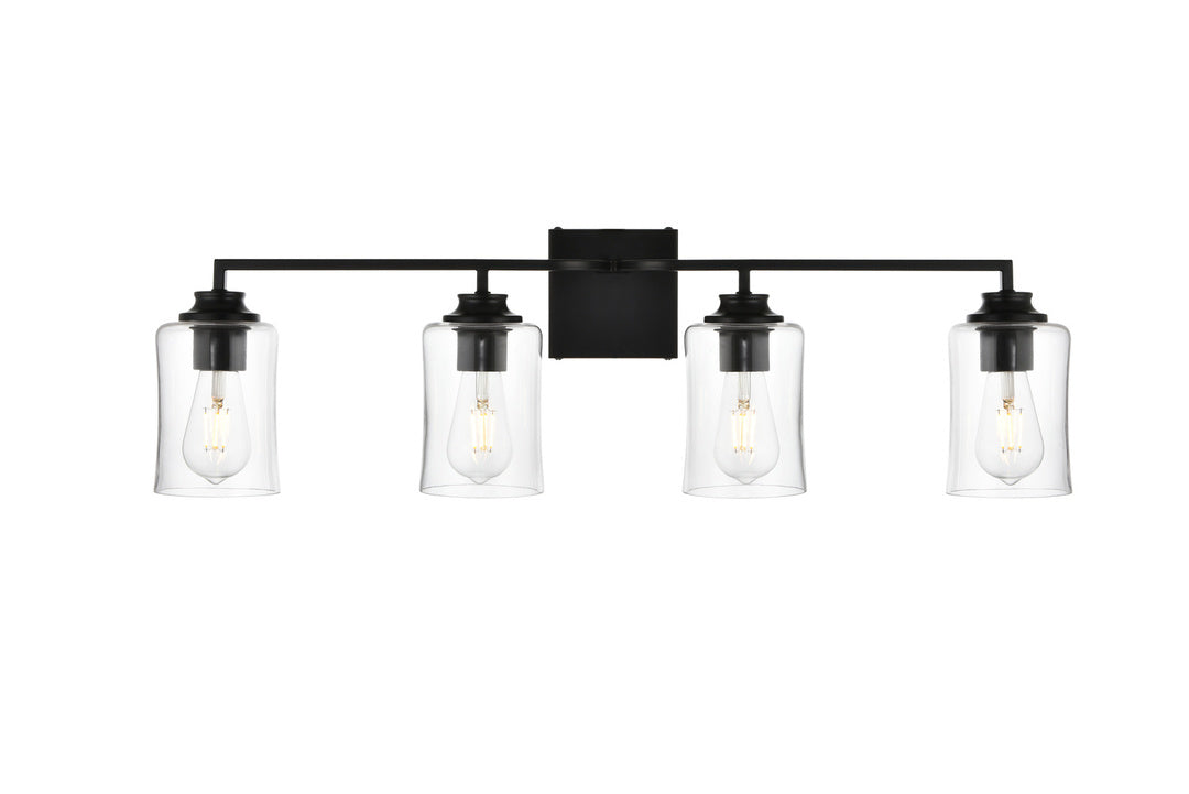 Steel Curve Arm Frame with Clear Cylindrical Glass Shade Vanity Light