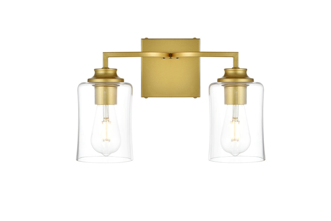 Steel Curve Arm Frame with Clear Cylindrical Glass Shade Vanity Light