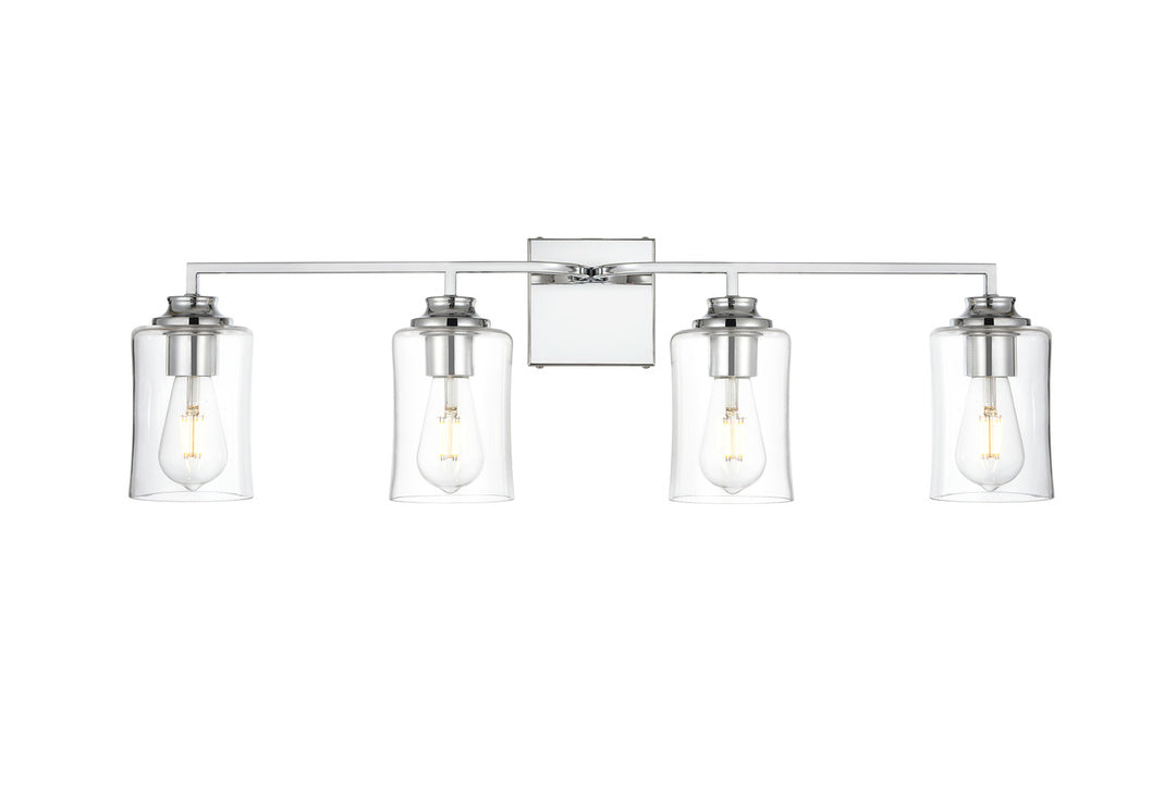 Steel Curve Arm Frame with Clear Cylindrical Glass Shade Vanity Light