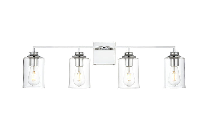 Steel Curve Arm Frame with Clear Cylindrical Glass Shade Vanity Light
