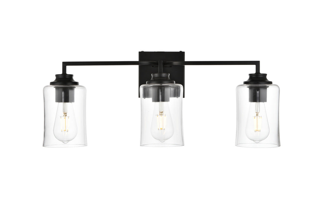 Steel Curve Arm Frame with Clear Cylindrical Glass Shade Vanity Light