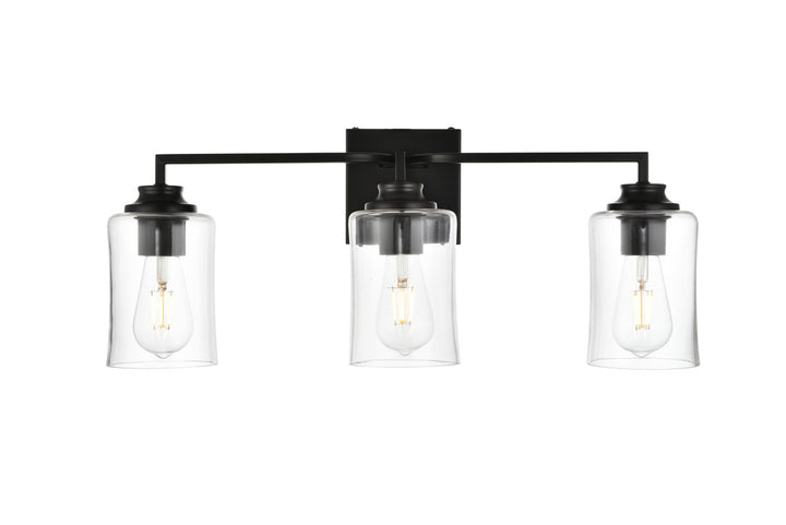 Steel Curve Arm Frame with Clear Cylindrical Glass Shade Vanity Light