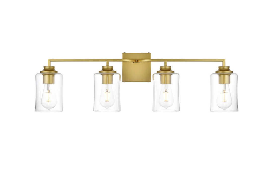 Steel Curve Arm Frame with Clear Cylindrical Glass Shade Vanity Light