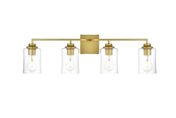 Steel Curve Arm Frame with Clear Cylindrical Glass Shade Vanity Light