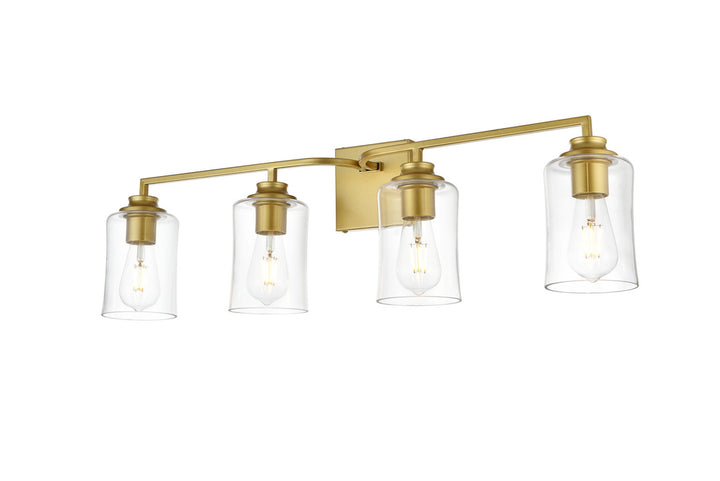 Steel Curve Arm Frame with Clear Cylindrical Glass Shade Vanity Light