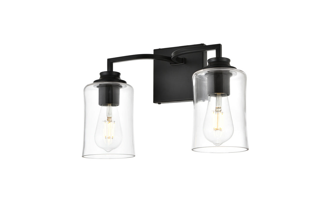 Steel Curve Arm Frame with Clear Cylindrical Glass Shade Vanity Light