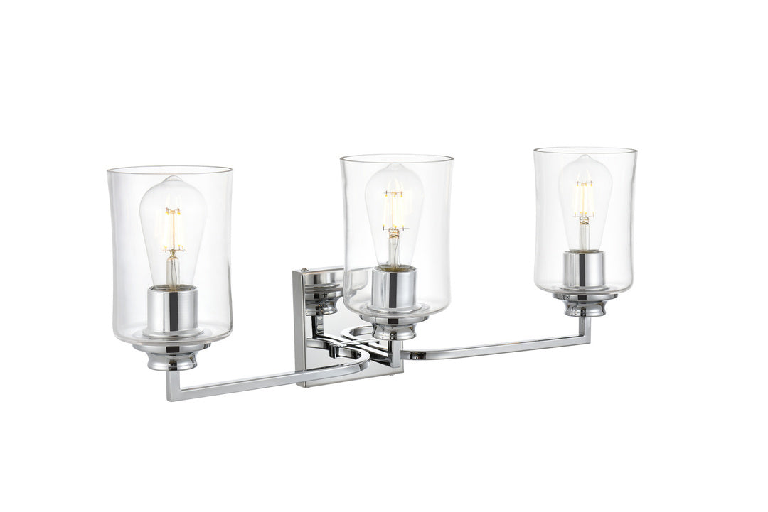 Steel Curve Arm Frame with Clear Cylindrical Glass Shade Vanity Light