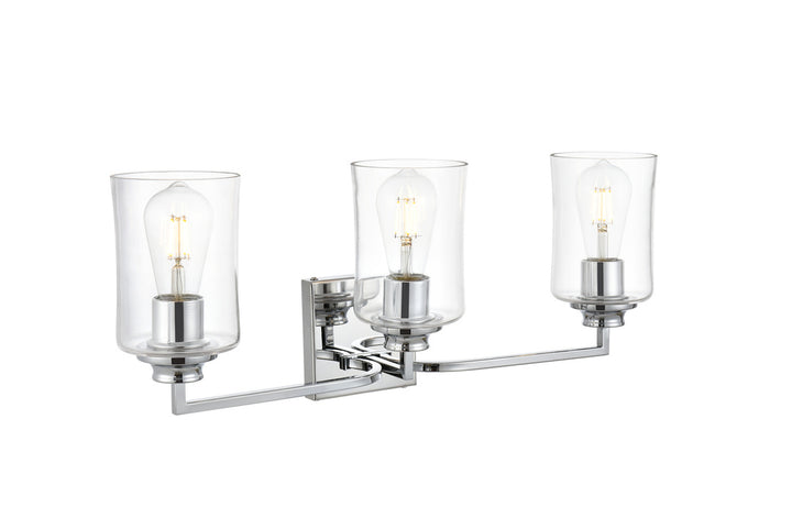 Steel Curve Arm Frame with Clear Cylindrical Glass Shade Vanity Light