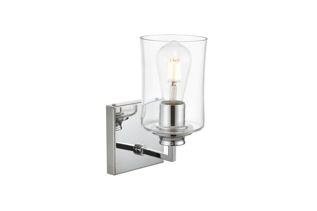 Steel Curve Arm Frame with Clear Cylindrical Glass Shade Wall Sconce by Living District - view 6
