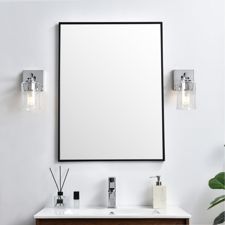 Steel Curve Arm Frame with Clear Cylindrical Glass Shade Wall Sconce by Living District - view 8