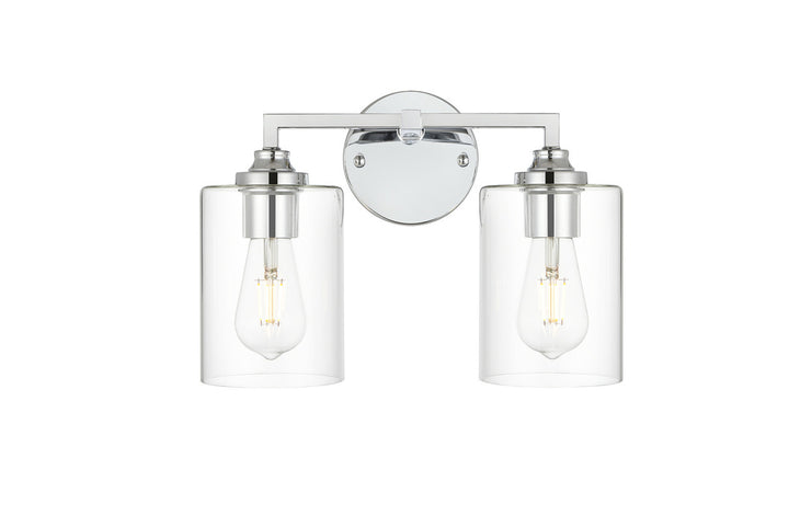 Steel Frame with Clear Cylindrical Glass Shade Vanity Light