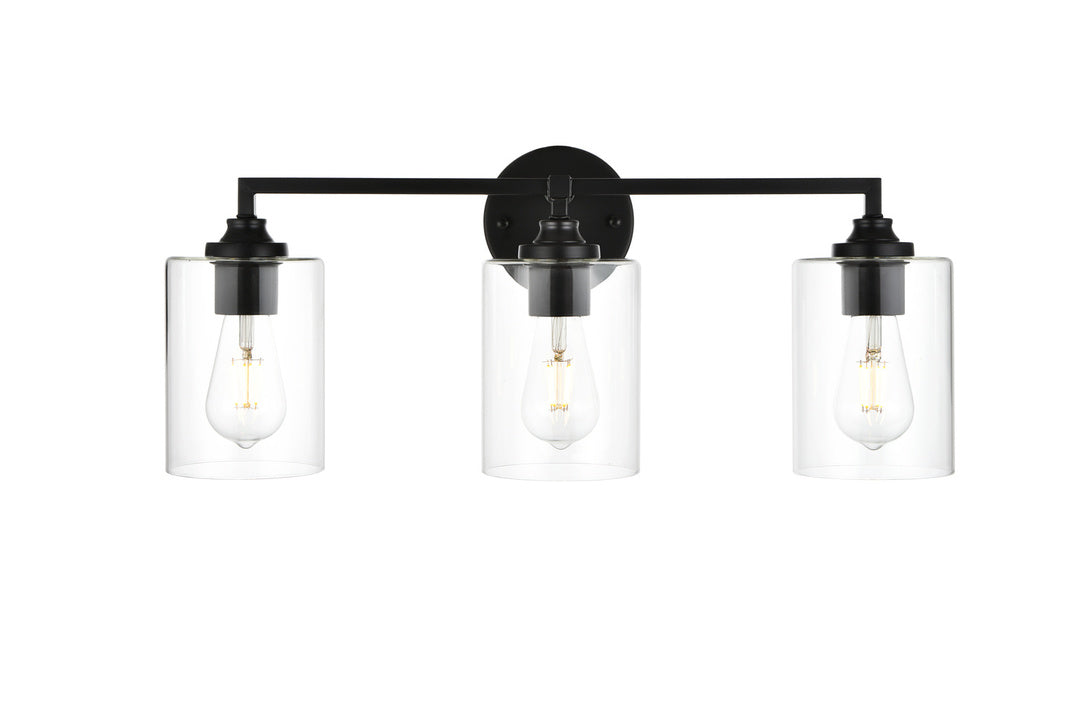 Steel Frame with Clear Cylindrical Glass Shade Vanity Light