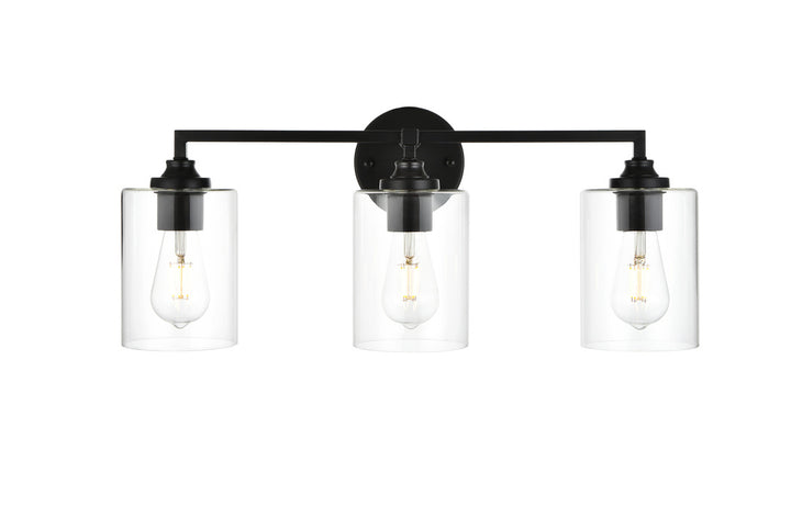 Steel Frame with Clear Cylindrical Glass Shade Vanity Light