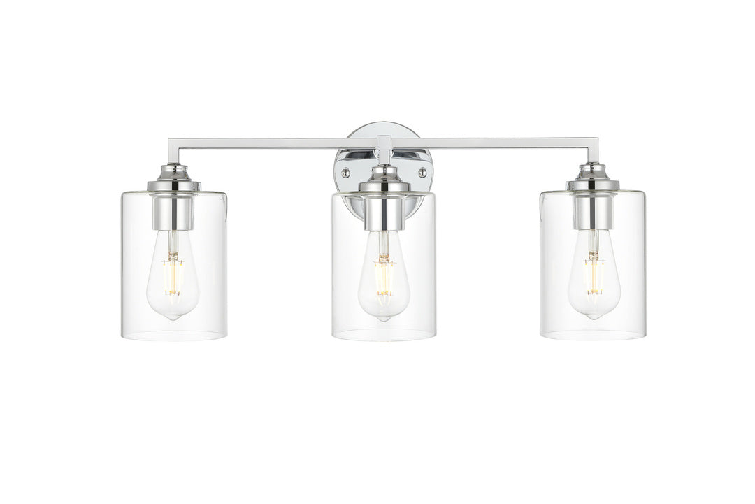Steel Frame with Clear Cylindrical Glass Shade Vanity Light