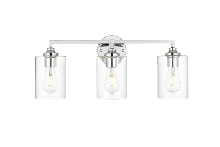 Steel Frame with Clear Cylindrical Glass Shade Vanity Light