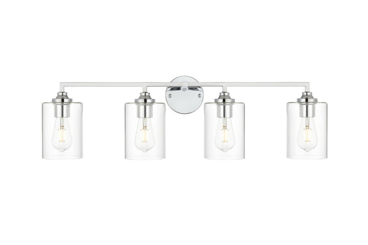 Steel Frame with Clear Cylindrical Glass Shade Vanity Light
