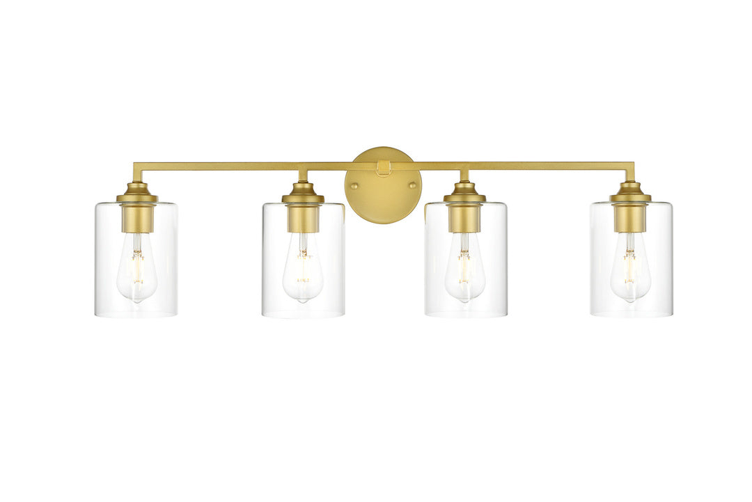 Steel Frame with Clear Cylindrical Glass Shade Vanity Light