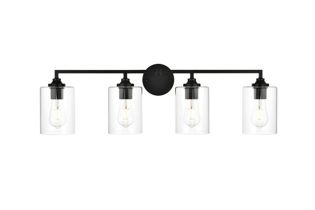 Steel Frame with Clear Cylindrical Glass Shade Vanity Light