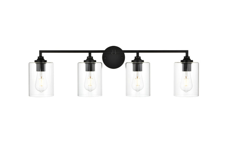 Steel Frame with Clear Cylindrical Glass Shade Vanity Light