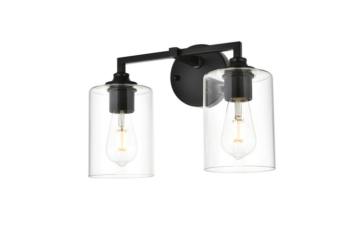 Steel Frame with Clear Cylindrical Glass Shade Vanity Light