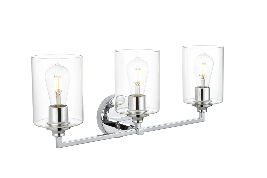 Steel Frame with Clear Cylindrical Glass Shade Vanity Light
