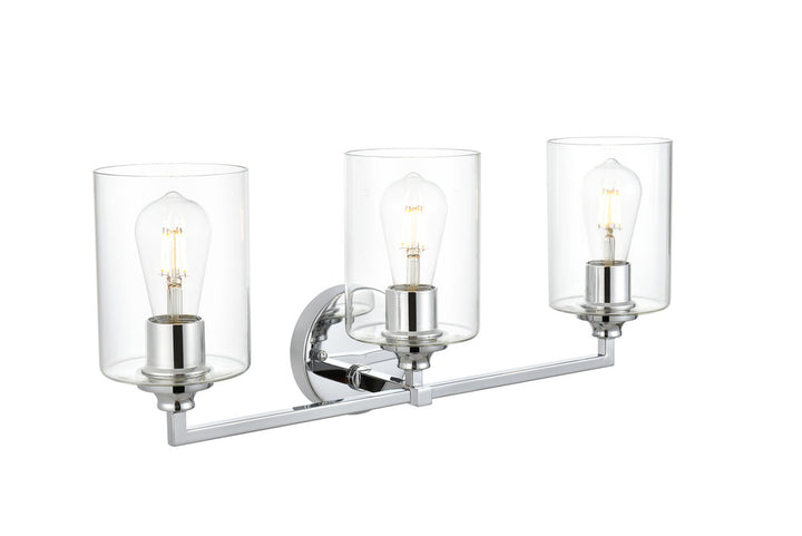 Steel Frame with Clear Cylindrical Glass Shade Vanity Light