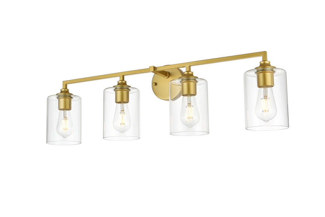 Steel Frame with Clear Cylindrical Glass Shade Vanity Light