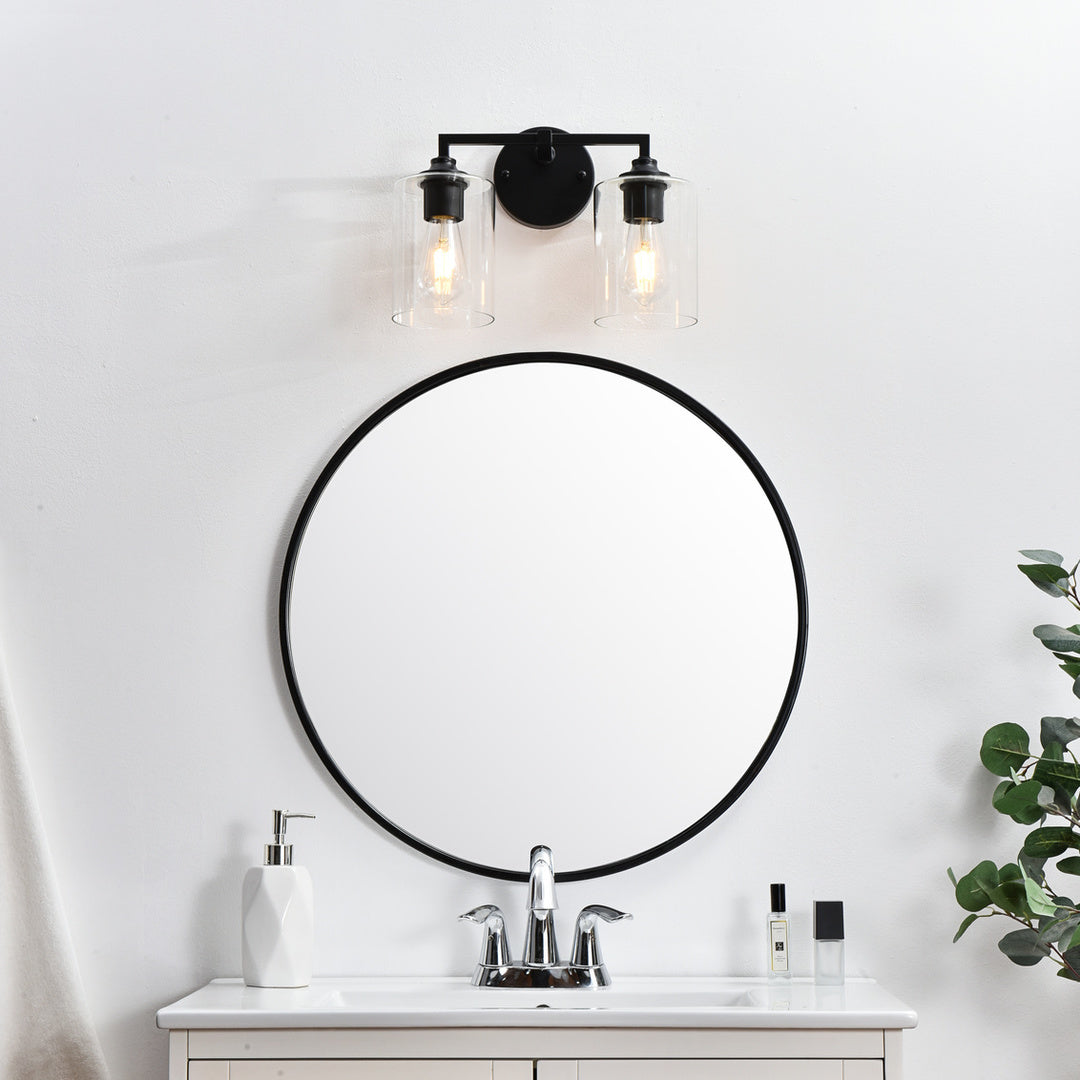 Steel Frame with Clear Cylindrical Glass Shade Vanity Light