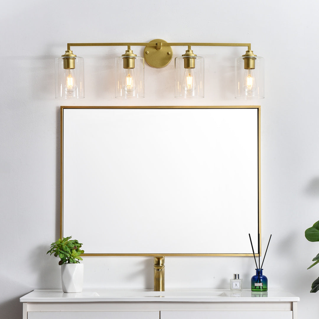 Steel Frame with Clear Cylindrical Glass Shade Vanity Light