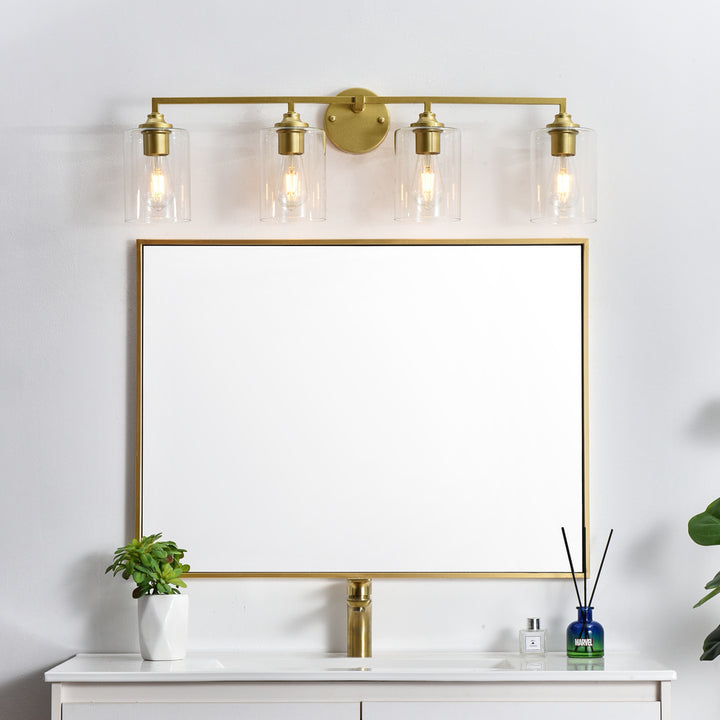 Steel Frame with Clear Cylindrical Glass Shade Vanity Light