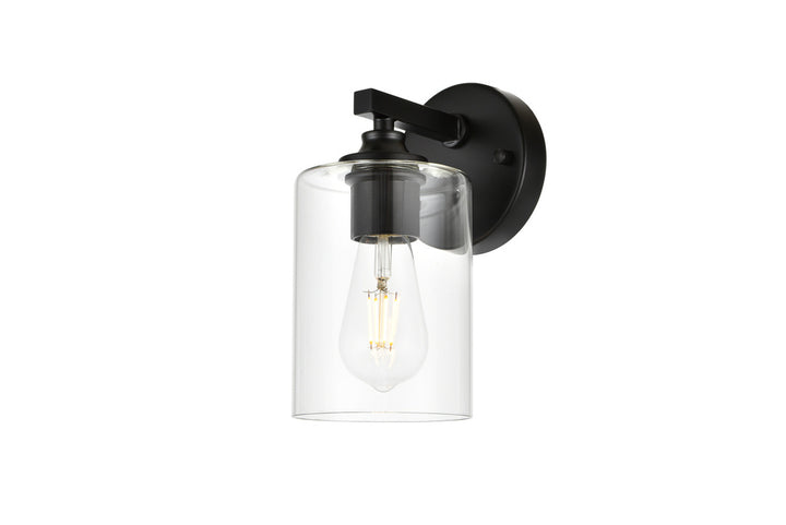 Steel Frame with Clear Cylindrical Glass Shade Wall Sconce by Living District - view 4