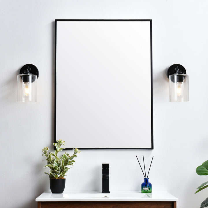 Steel Frame with Clear Cylindrical Glass Shade Wall Sconce by Living District - view 7