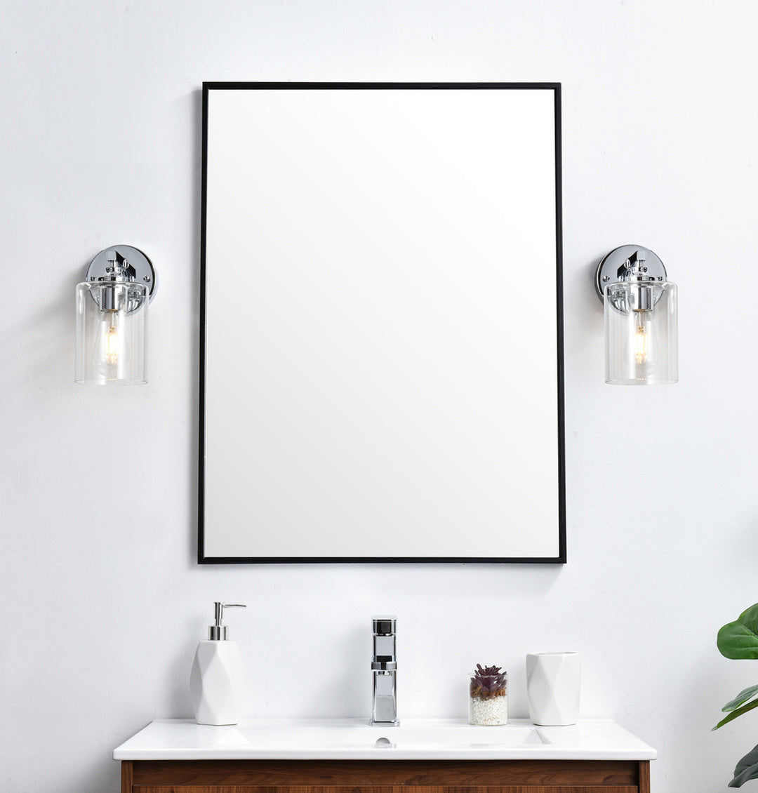 Steel Frame with Clear Cylindrical Glass Shade Wall Sconce by Living District - view 8