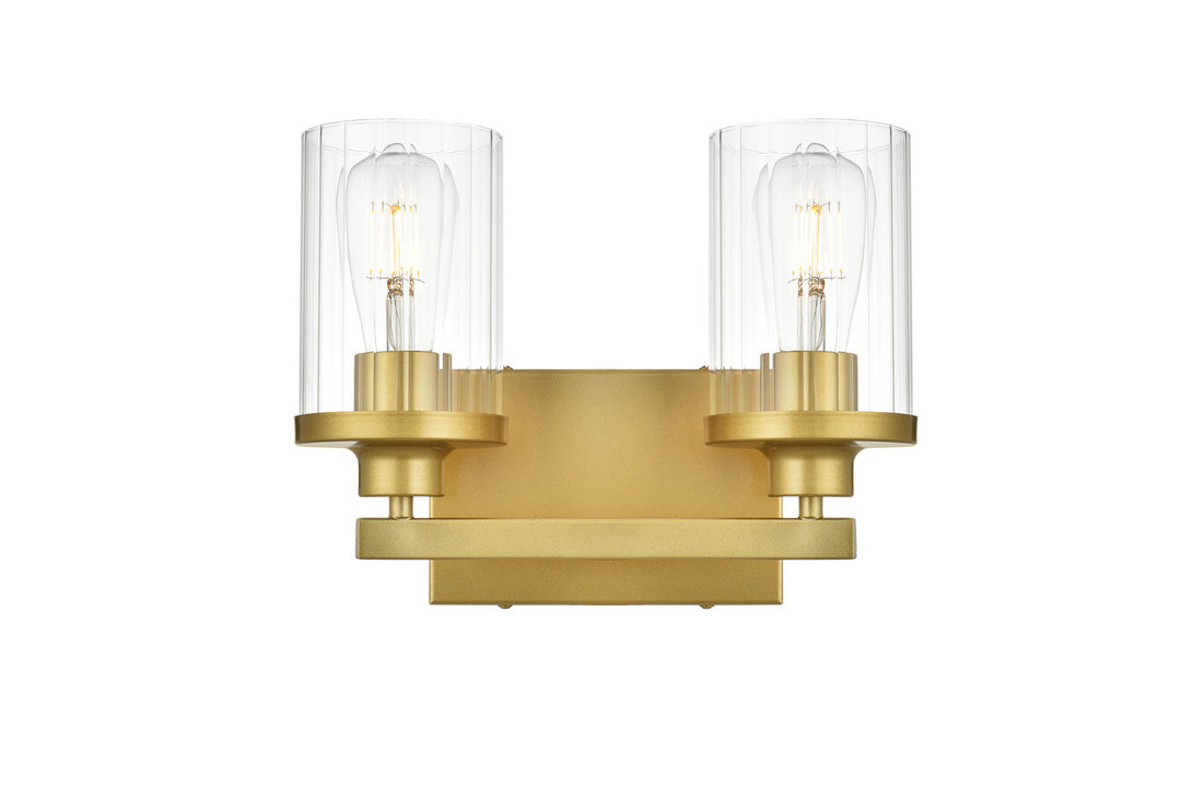 Steel Frame with Clear Cylindrical Glass Shade Vanity Light