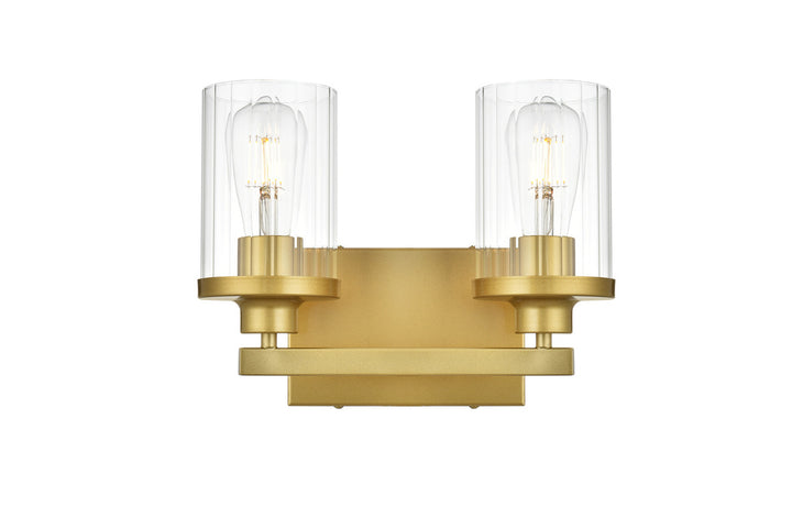 Steel Frame with Clear Cylindrical Glass Shade Vanity Light