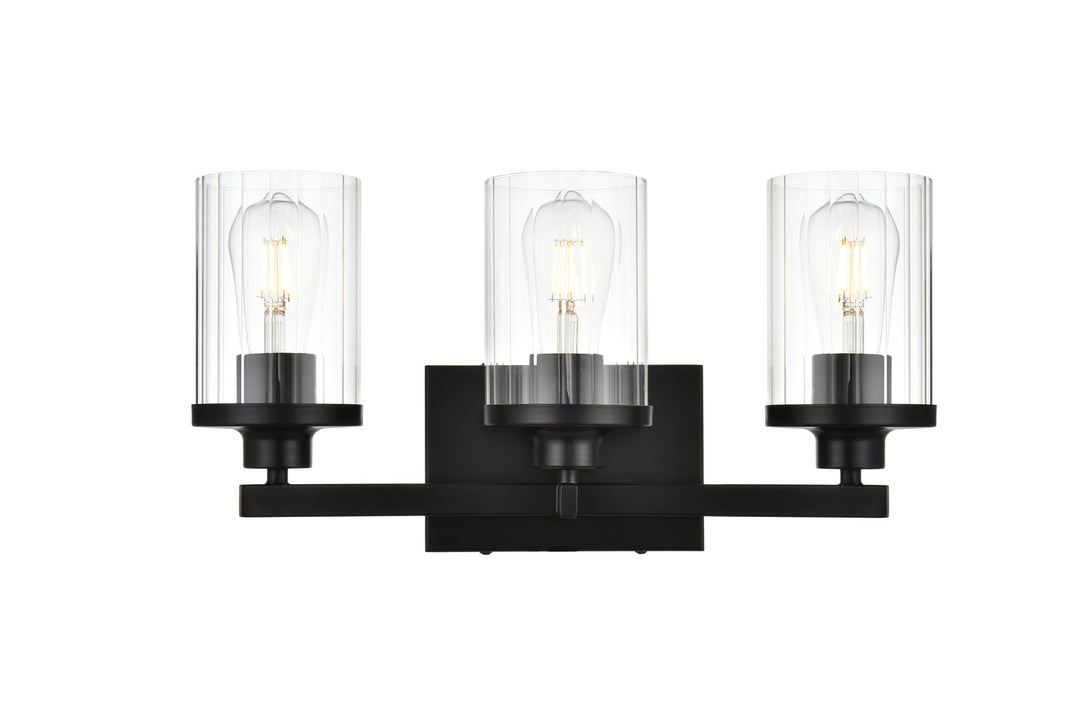 Steel Frame with Clear Cylindrical Glass Shade Vanity Light