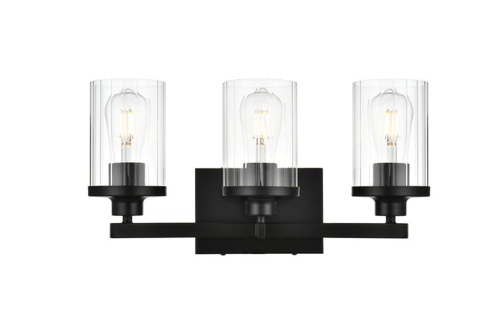 Steel Frame with Clear Cylindrical Glass Shade Vanity Light