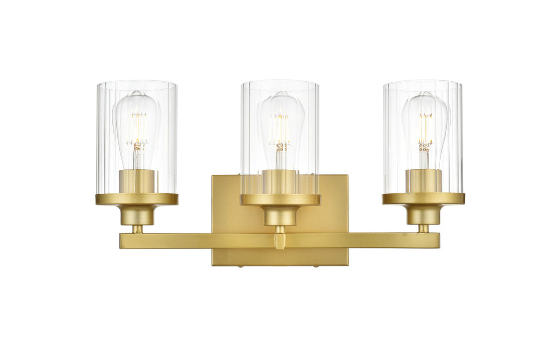 Steel Frame with Clear Cylindrical Glass Shade Vanity Light
