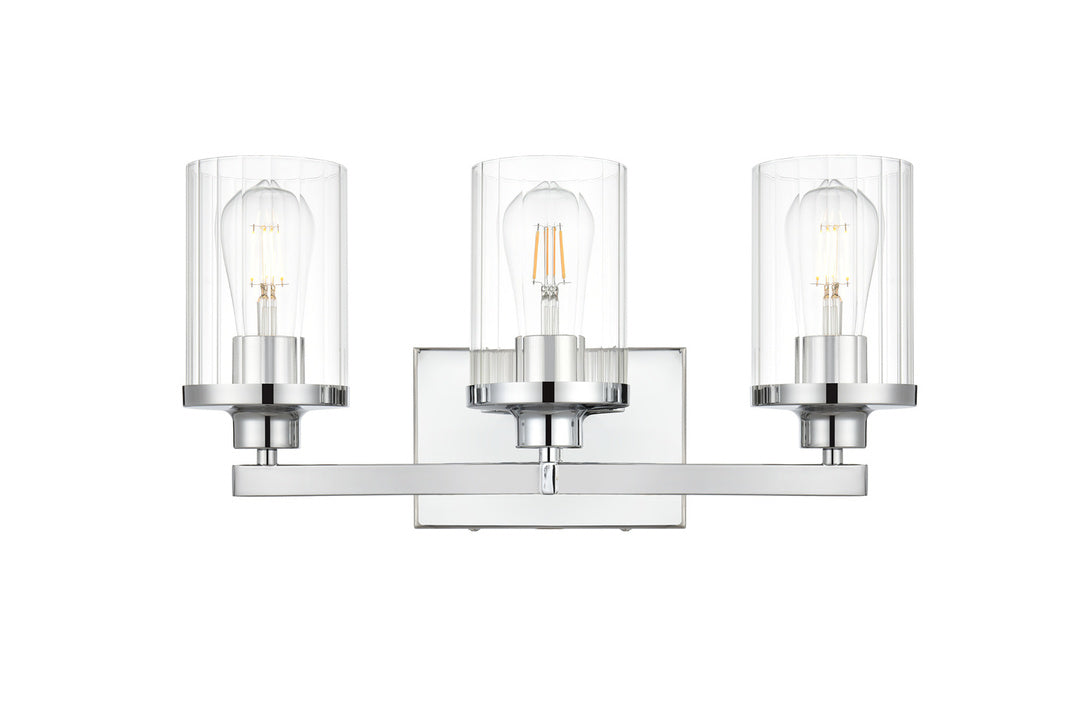 Steel Frame with Clear Cylindrical Glass Shade Vanity Light
