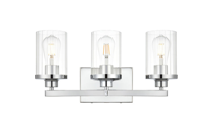 Steel Frame with Clear Cylindrical Glass Shade Vanity Light