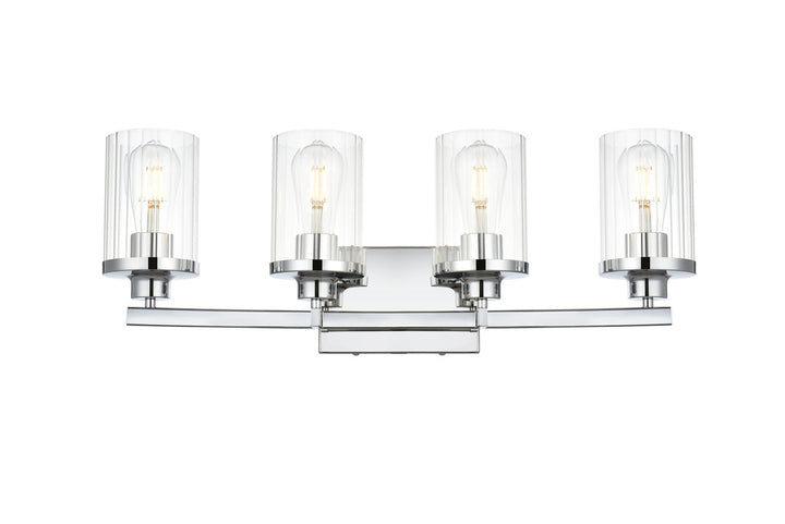 Steel Frame with Clear Cylindrical Glass Shade Vanity Light