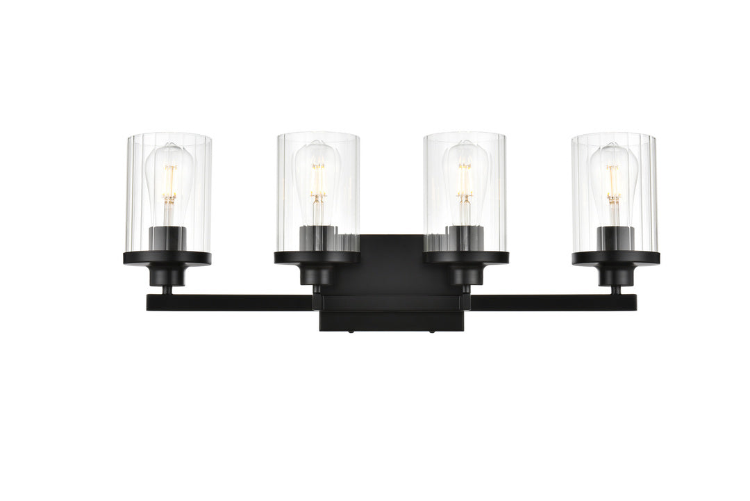 Steel Frame with Clear Cylindrical Glass Shade Vanity Light