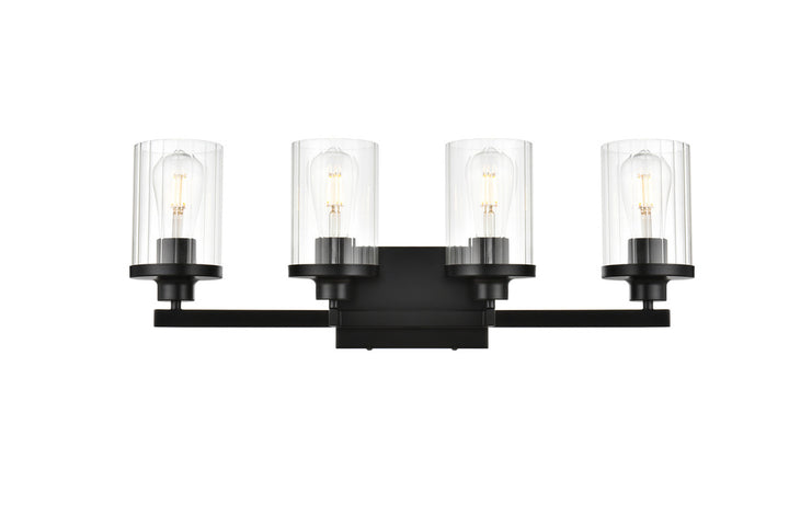 Steel Frame with Clear Cylindrical Glass Shade Vanity Light