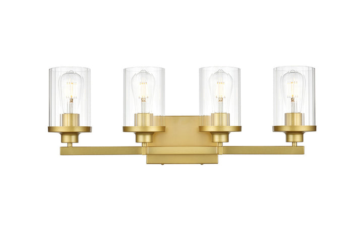 Steel Frame with Clear Cylindrical Glass Shade Vanity Light