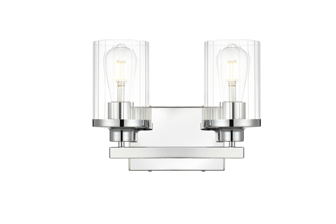 Steel Frame with Clear Cylindrical Glass Shade Vanity Light