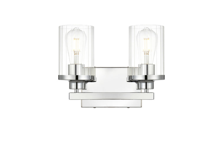 Steel Frame with Clear Cylindrical Glass Shade Vanity Light